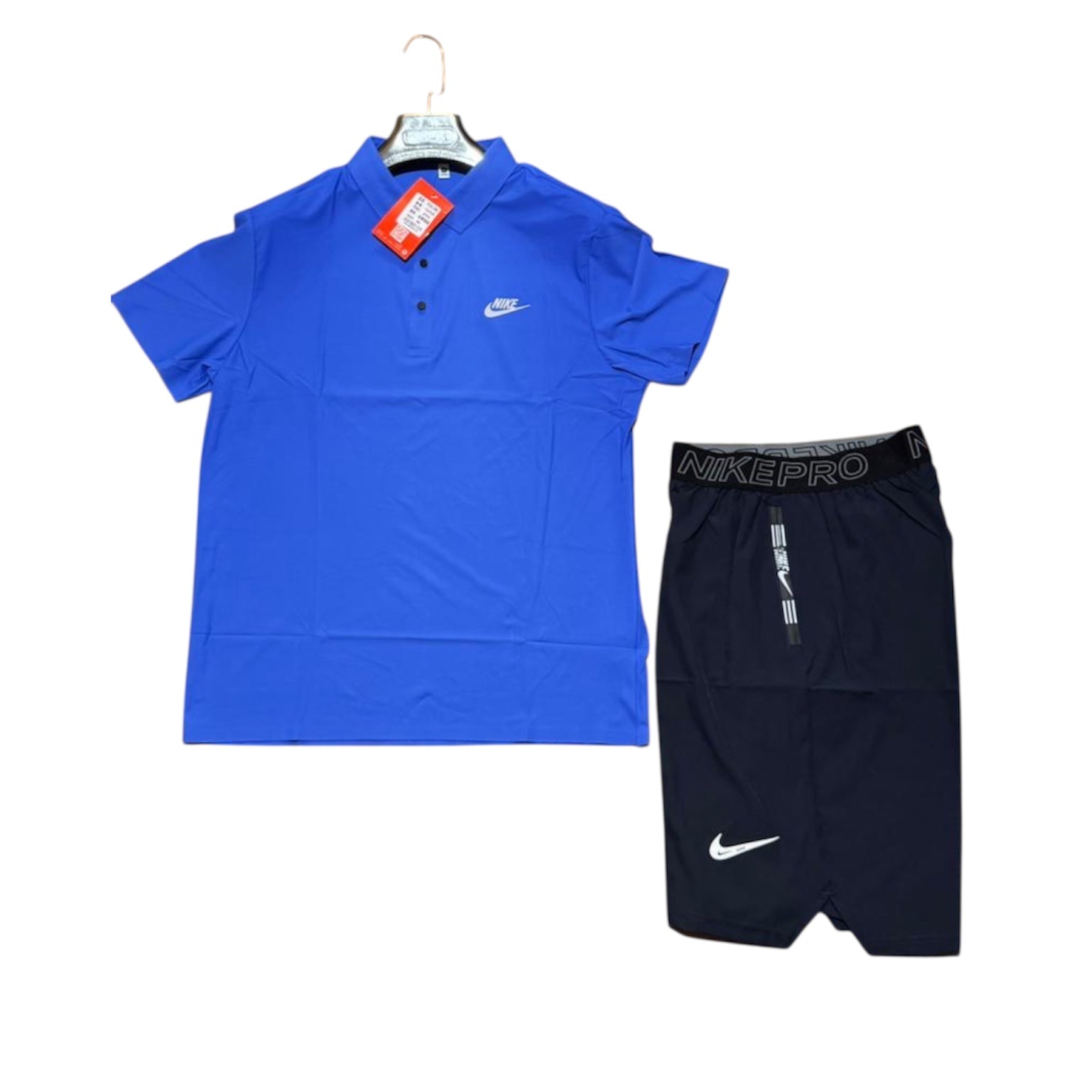 Ensemble Nike Homme – Polo Bleu & Short Noir